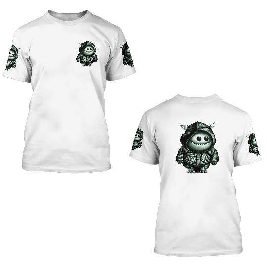 Goofy Looking Monster Green 3D T Shirts