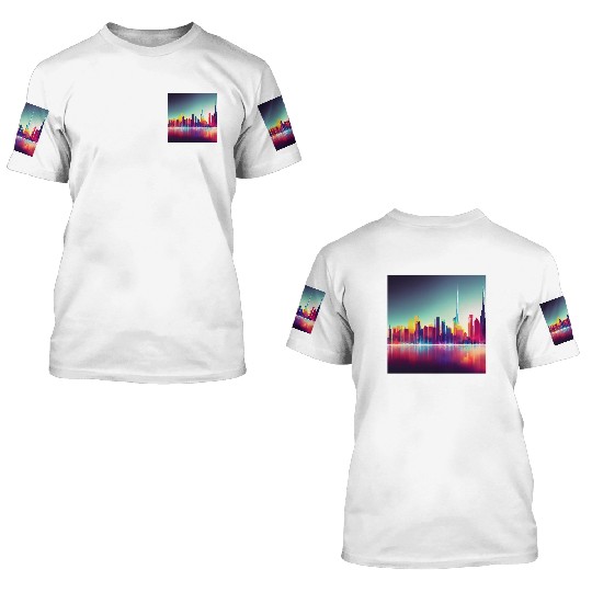 Dubai silhouette skyline abstract art 3D T Shirts