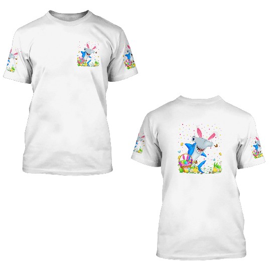 Shark Fish Easter Egg Hunting Hammerhead Shark Eas 3D T Shirts