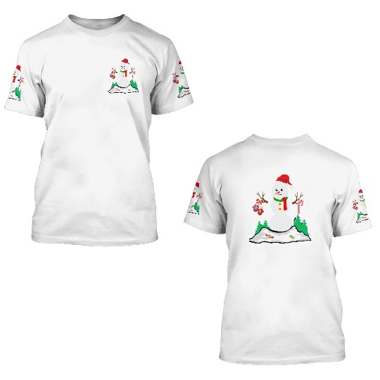 Funny Golf Ball Snowman Balls Christmas Pajama Gif 3D T Shirts