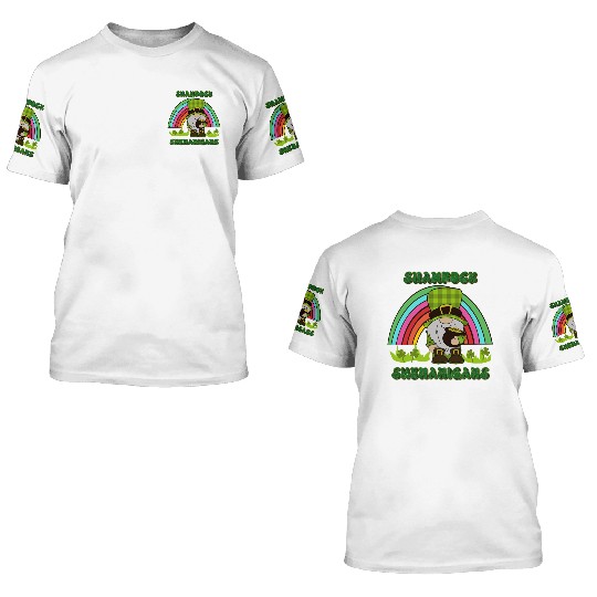 Shamrock Shenanigans Gnome 3D T Shirts