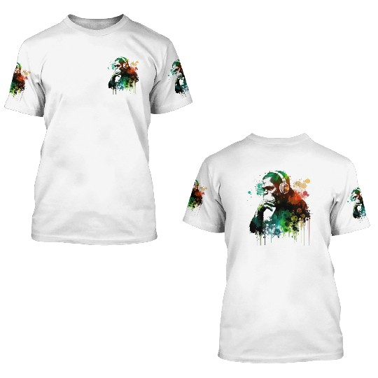 Banksy DJ Monkey Thinker 3D T Shirts