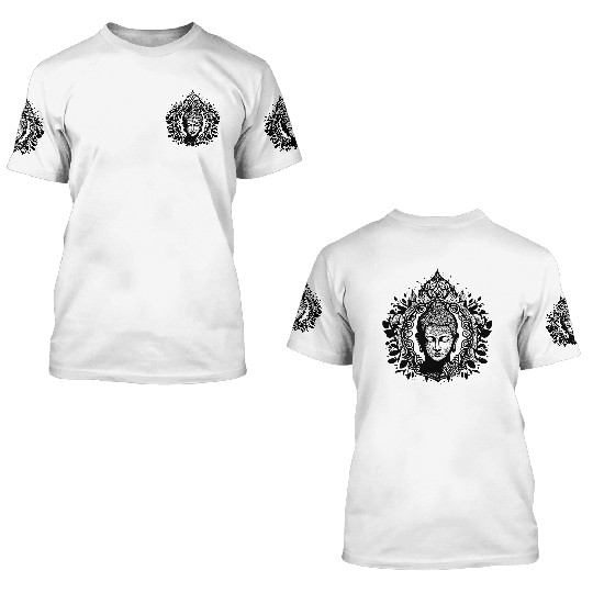 Meditating Buddha Lotus Spirit Portrait 3D T Shirts