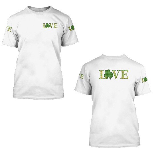 Plaid Shamrock Love design 3D T Shirts