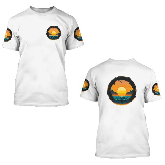 Cyberpunk Sunset Pixel 3D T Shirts