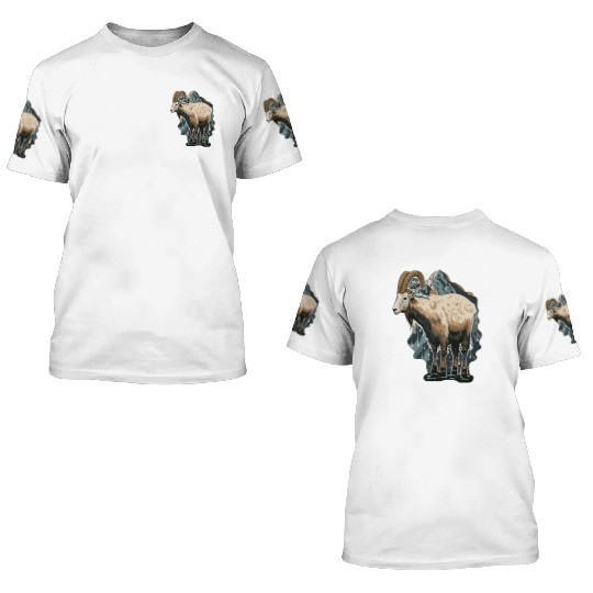 a mountain goat lives in the mountains 3D T Shirts
