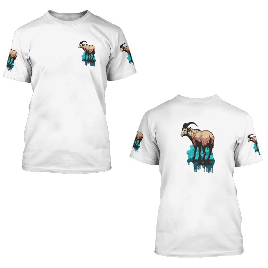 a mountain goat lives in the mountains 3D T Shirts