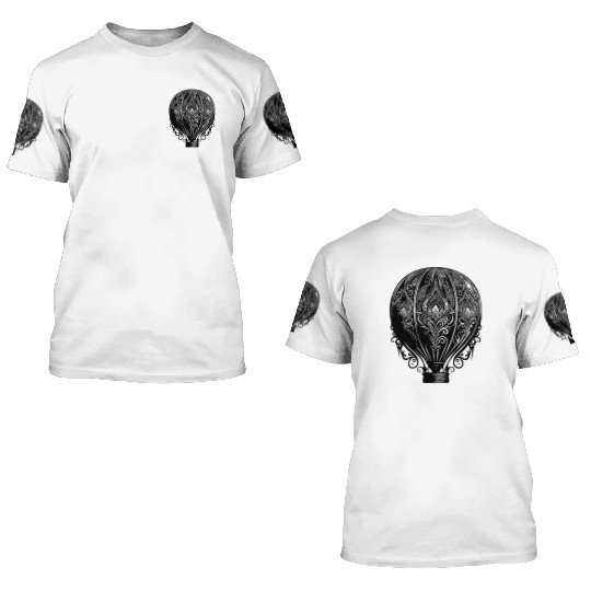 Vintage Hot Air Balloon Fan Design 3D T Shirts
