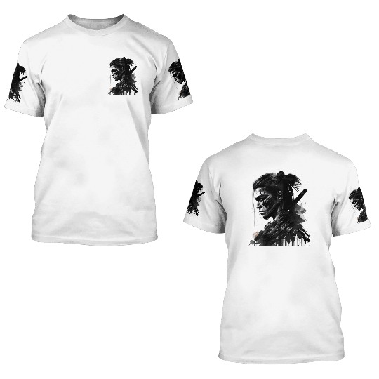 Hard Face Samurai Ink Arts 3D T Shirts