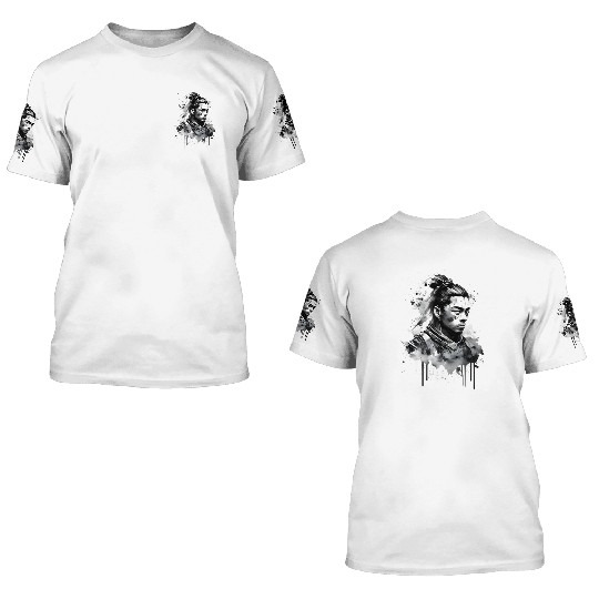 Scary Eyes Samurai Design 3D T Shirts