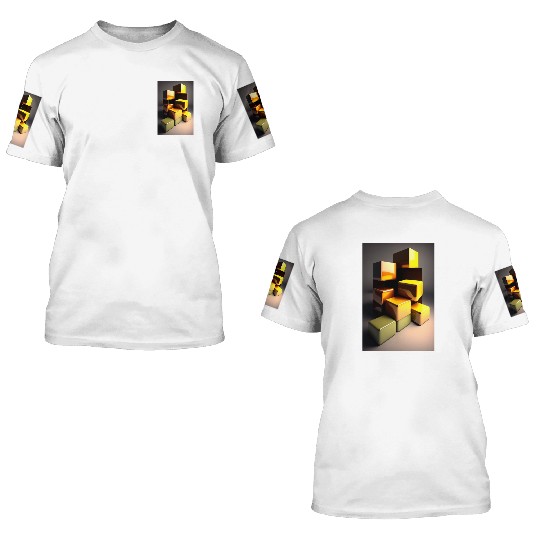 Gold Cubes 3D T Shirts