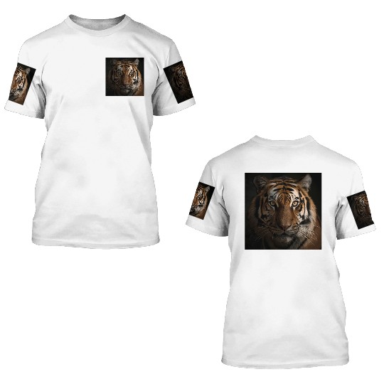 Roaring Majesty: A Stunning Tiger Portrait 3D T Shirts