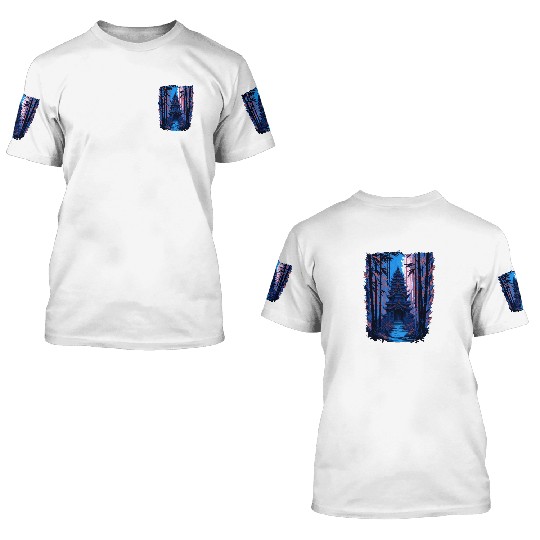 Japanese Temple in a Bamboo Forest 3D T Shirts