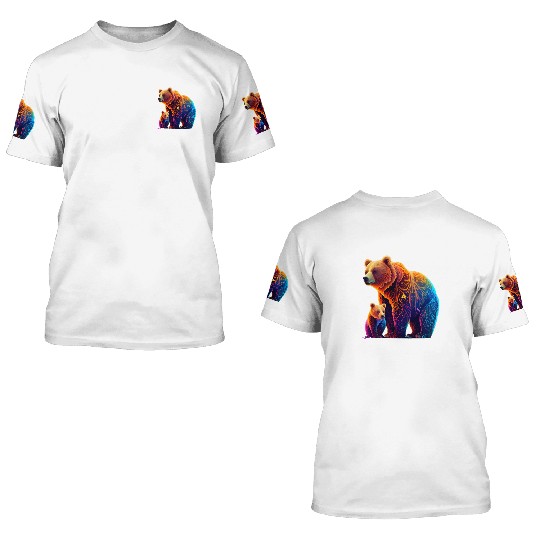 Mother Bear and Cub Sublimation Graphic Wild 3 3D T Shirts