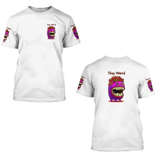 Stay Weird Monster Doodle Violet 3D T Shirts