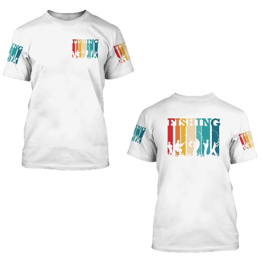 Fishing fish vintage retro 3D T Shirts