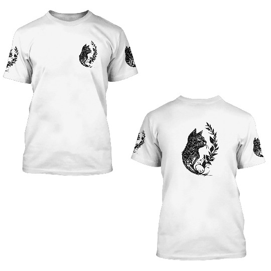 Cute Little Cat In Nature Tattoo Style 3D T Shirts