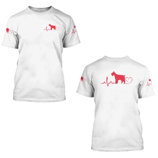 Schnauzer Dog Heartbeat Miniature Schnauzer 3D T Shirts