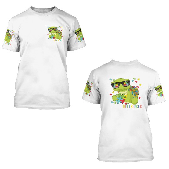 Embrace Differences Turtle Autistic Mothers Day 3D T Shirts