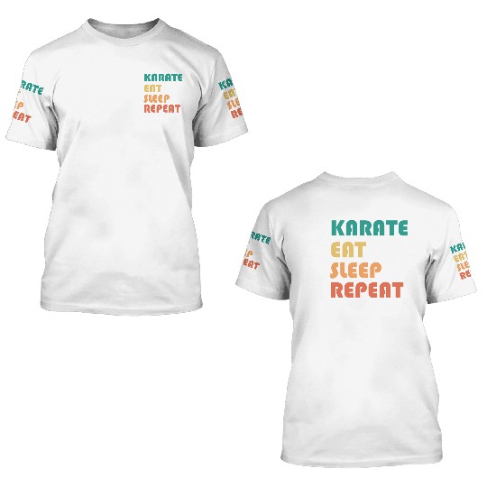 karate eat sleep repeat 3D T Shirts