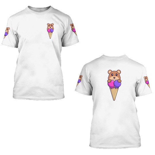 Cute Squirrel With Sweet Ice Cream 3D T Shirts