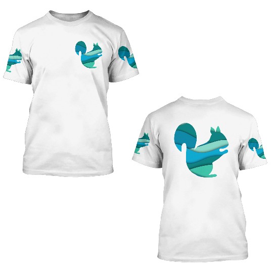 Teal Squirrel 3D T Shirts