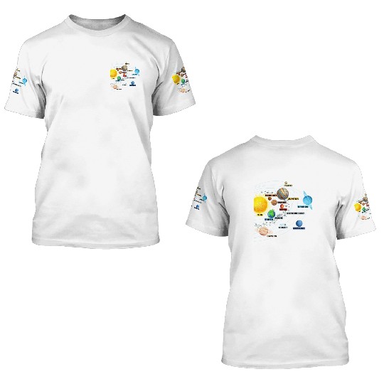Solar System Planets Astronomy Space Science Girls 3D T Shirts