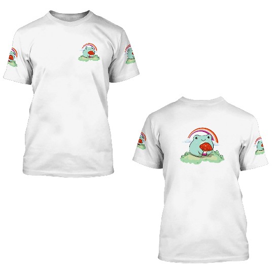 Lesbian Pride Flag Cute Frog Mushroom Subtle LGBTQ 3D T Shirts