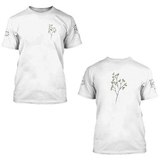 Green Plant Minimalist Botanical Art 3D T Shirts