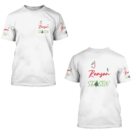 Jesus Is The Reason For The Season Candy Cane 3D T Shirts