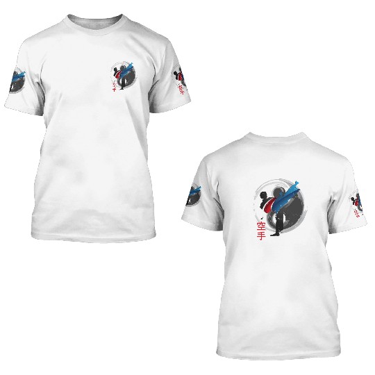Martial Side Kick Ying Yang Karate 3D T Shirts
