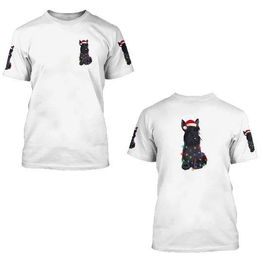 Scottish Terrier Lights Dog 3D T Shirts
