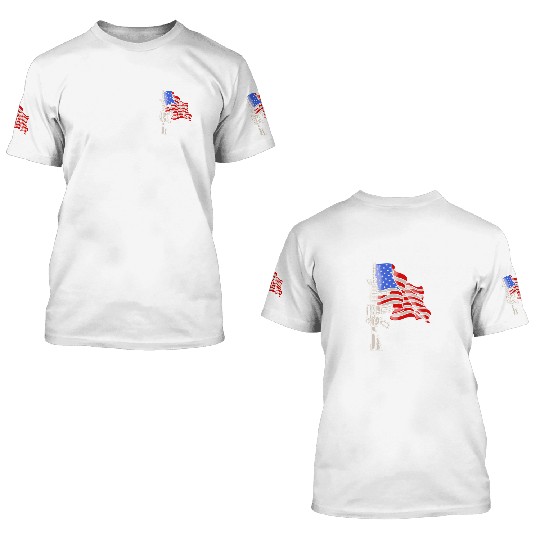 Gun Cordless Hole Puncher American Flag 3D T Shirts