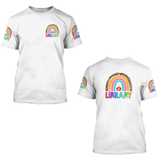 Library Squad Rainbow Leopard Teacher Back To Scho 3D T Shirts