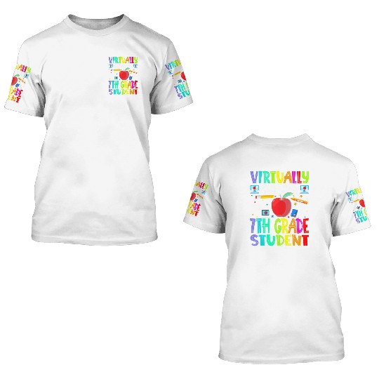 Virtually Awesome 7th Grade Student Back To School 3D T Shirts