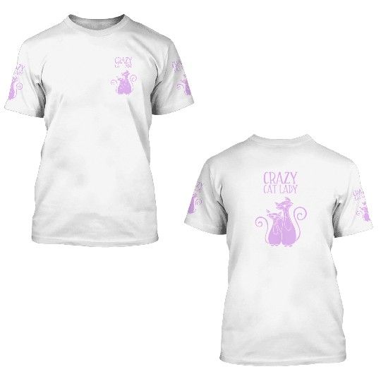 Crazy Cat Lady For Cat Purple 3D T Shirts
