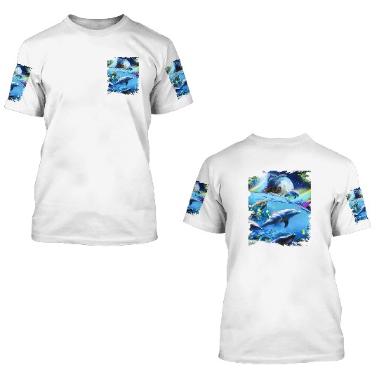 Galaxy Dolphin Dolphins In Space 3D T Shirts