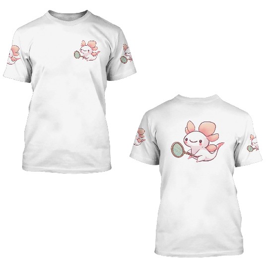 Axolotl tennis badminton design 3D T Shirts