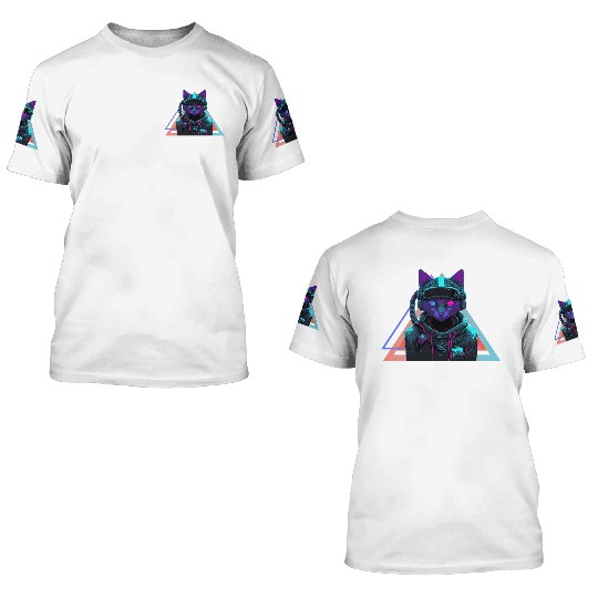 Cyberpunk cat 3D T Shirts