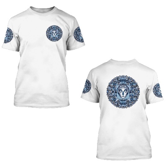 Aztec robot face and mechanical mandala 3D T Shirts