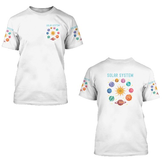 Solar System Planets Science 3D T Shirts