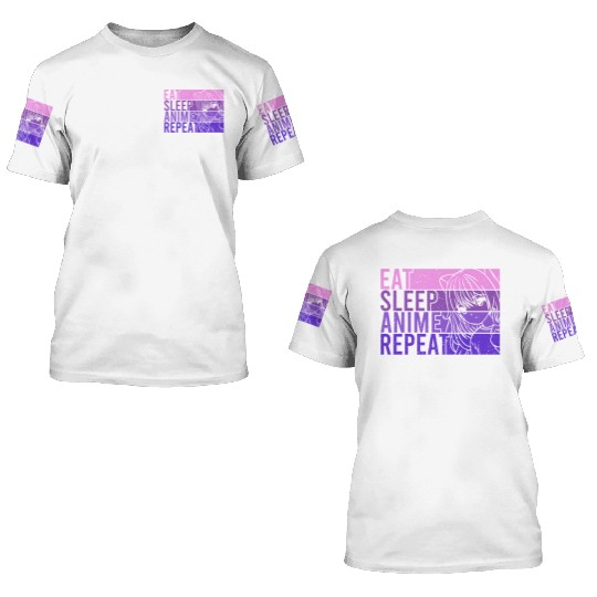 Anime 3D T Shirts Eat Sleep Anime Repeat Anime