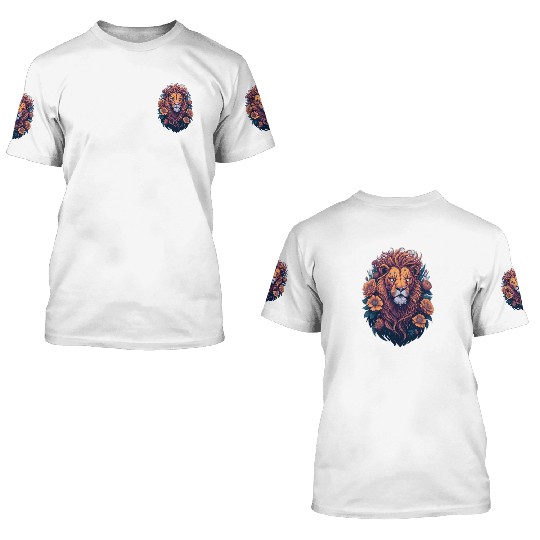 Colorful Lion sticker Lion Face 3D T Shirts