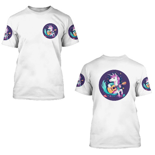 Unicorn Guitar Sunset 3D T Shirts