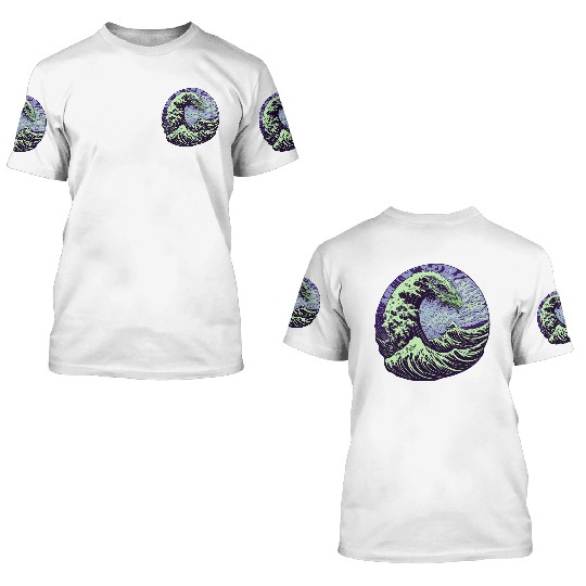Wave Dragon - Purple/Green Variation 3D T Shirts