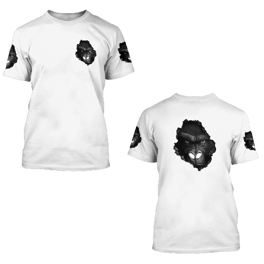 Gorilla Face Wall Animal Print Animal 3D T Shirts