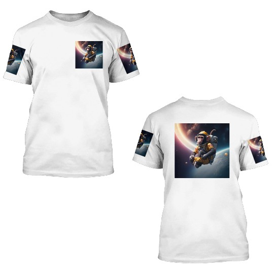 monkey in outerspace 3D T Shirts