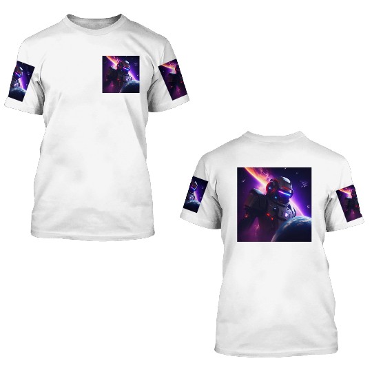 Evil Robot Attacking a Planet 3D T Shirts