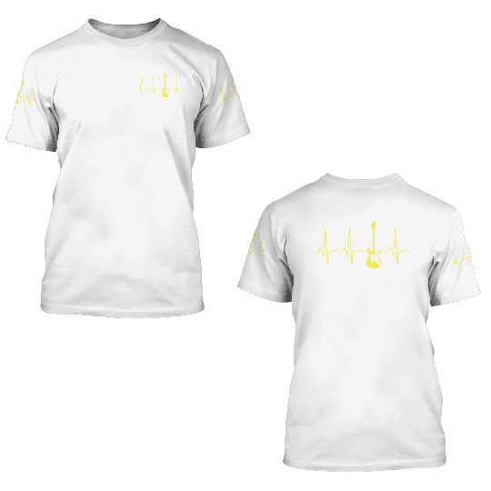 Bass Guitar Player Heartbeat 3D T Shirts