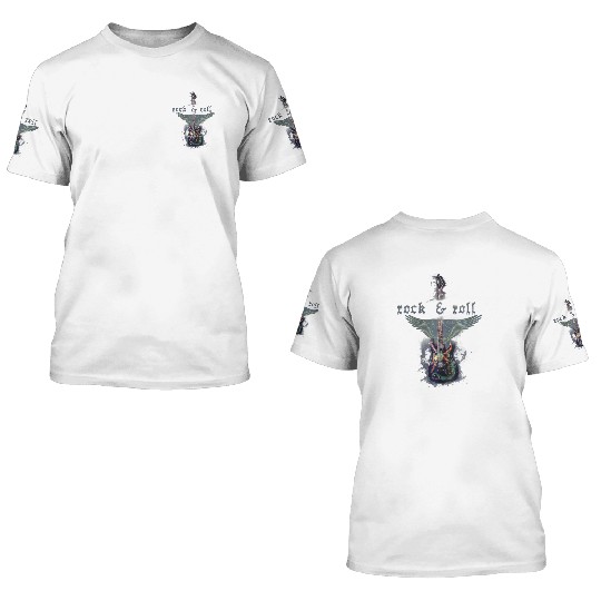 Rock and Roll Guitar product 3D T Shirts